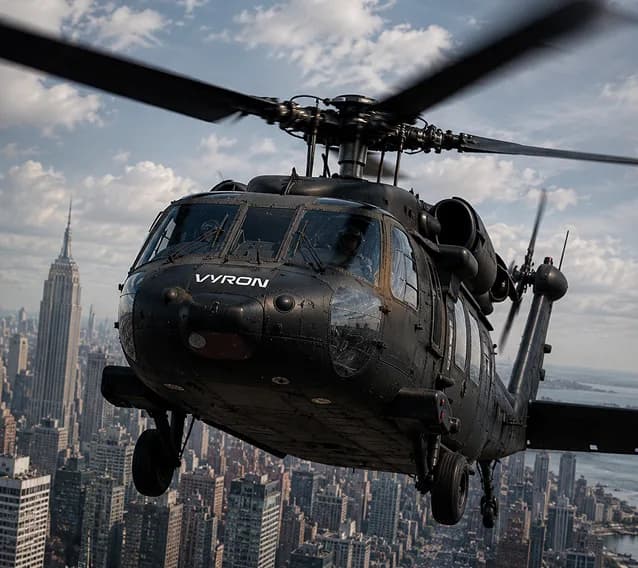 Helicóptero en operación sobre la ciudad